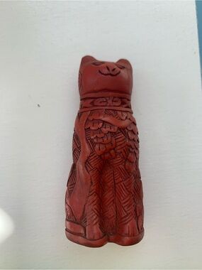 Vintage 1988 Franklin Mint Curio Cabinet Cat Collection Cinnabar Cat Red